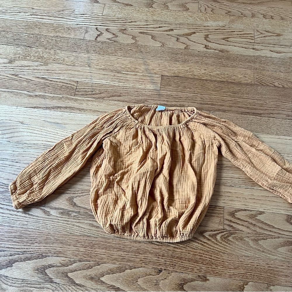 Alice + Ames Mustard Yellow Crinkle Long Sleeve Top - 6